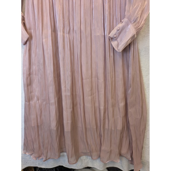 Anewsta Women's L Victorian Metallic Pleated Long Sleeve V Neck‎ Maxi Dress - Picture 3 of 11